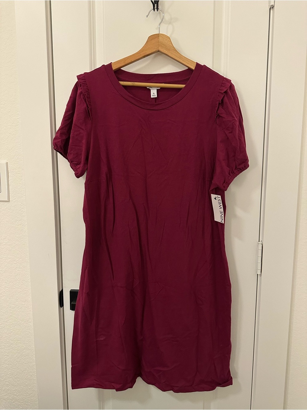 Nine West Deep Berry Short Sleeve Dress